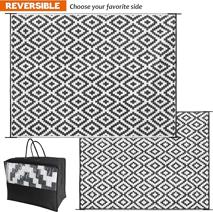 SAND MINE Waterproof Outdoor Rug 8x10 ft, Plastic Reversible Rug, Modern Area - Image 3