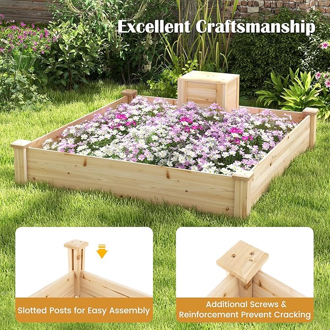 Giantex Raised Garden Bed, Elevated Square Planting Bed - Image 2
