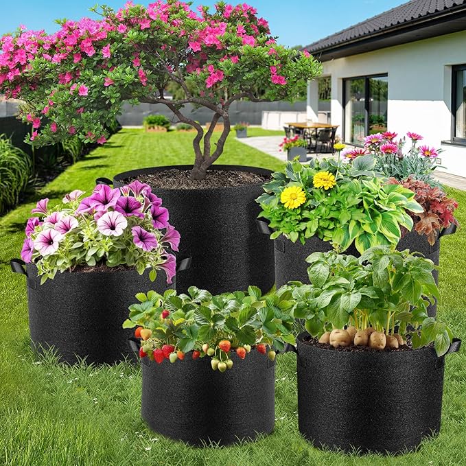 5 Pack 15 Gallon Grow Bags, Thickened Nonwoven Fabric Planter Pots - Image 7
