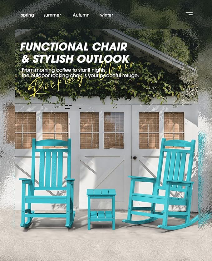 KINGYES HDPE Rocking Chairs Outdoor, Patio Rocking Chairs - Image 5