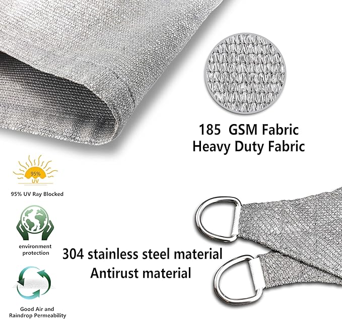 Tronssien Rectangle 10'x13' Sun Shade Sail, 95% UV Blockage Canopy Awning - Image 3