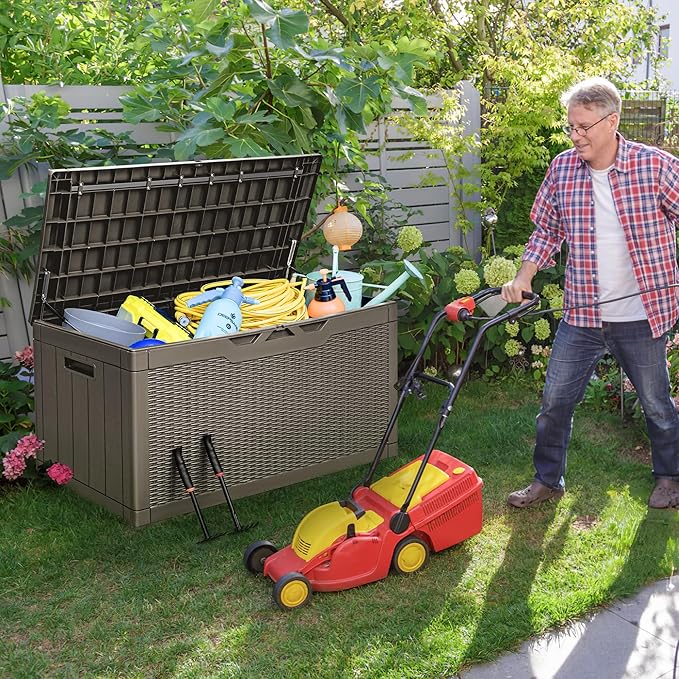 Greesum 100 Gallon Resin Deck Box Large Outdoor Storage - Image 2