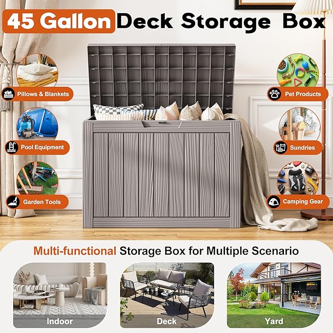Outdoor Storage Box, Resin Deck Boxes Indoor and outdoor, Waterproof Storage - Image 3