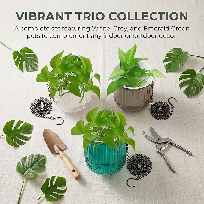 3 Pack Self Watering Hanging Planters, 6.5 Inch Hanging Flower Pot - Image 5