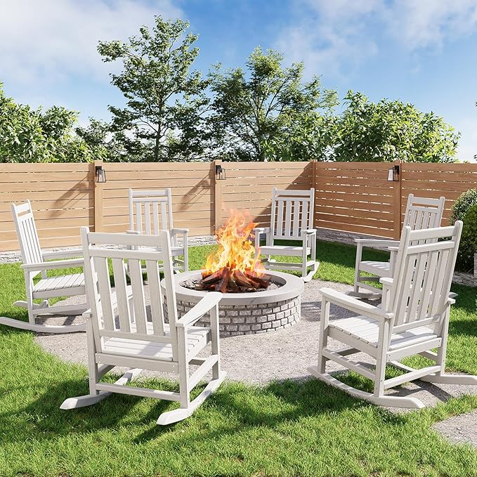 GarveeLife Poly Lumber Rocking Chair Outdoor Set of 6 by GarveeLife