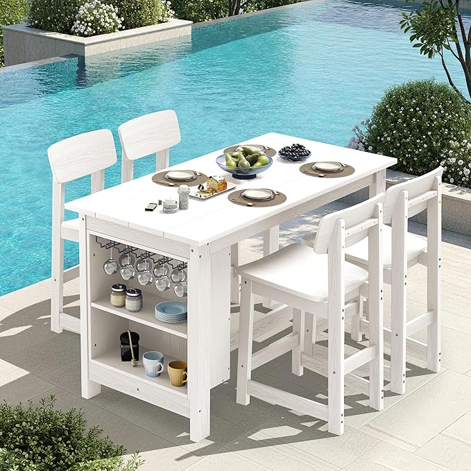 SERWALL 8-Piece HDPE Counter Height Dining Table Sets - Image 8