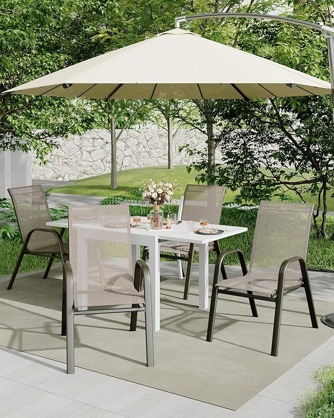 Outdoor Stackable Dining Chairs Set of 4, High-Back Patio Stacking Chairs - Image 2