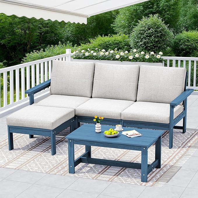 SERWALL Outdoor Sectional Sofa Set, 5-piece Outdoor Modula Couch Set - Image 4