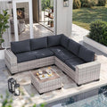 6-Piece Outdoor Patio Furniture Set Wicker Sectional Sofa Set, Patio by MuphyersPatioFurniture