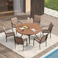 VICLLAX Patio Dining Set for 6, All Weather Metal Outdoor Furniture Set- 47" by HOME