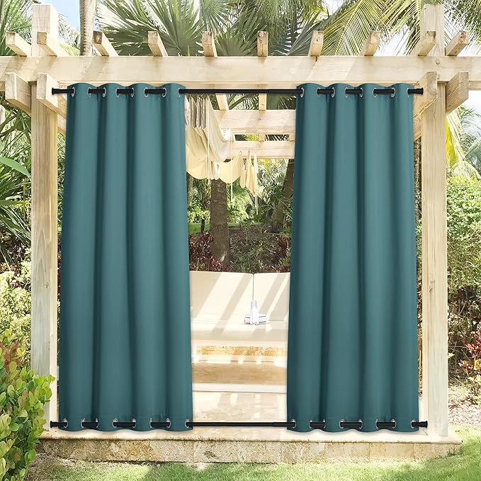 NICETOWN 2 Panels Windproof Outdoor Curtains Top and Bottom Grommet - Image 2