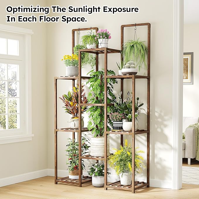EnHomee Plant Stand Indoor Wood Plant Stand Outdoor Plant Shelves - Image 3