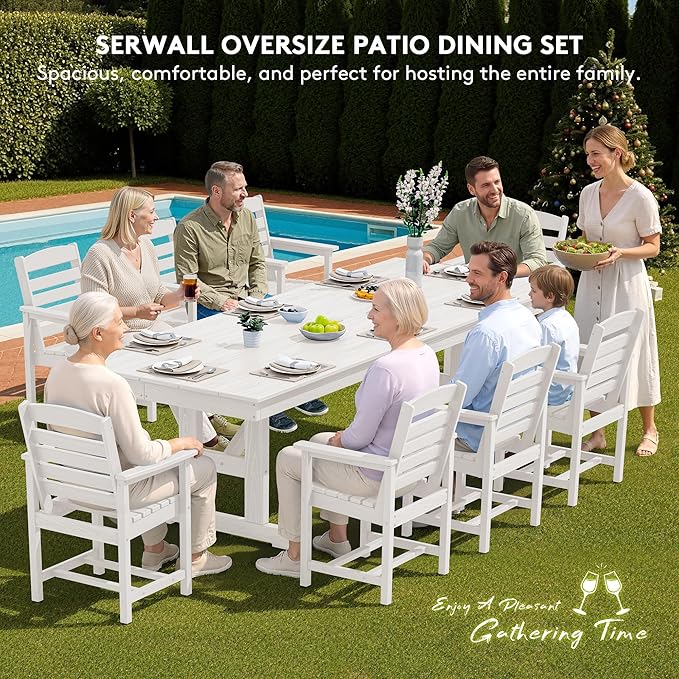 SERWALL Outdoor Dining Chairs Set of 4, All-Weather HDPE Patio Chair - Image 5