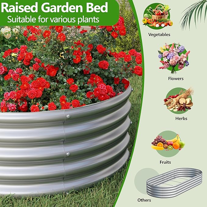 2PCS 6x3x1ft Galvanized Metal Raised Garden Bed Kit, Outdoor Planter Box - Image 6