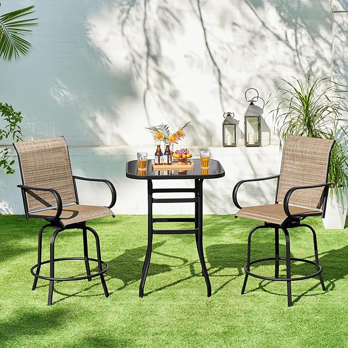 Yaheetech Patio Swivel Bar Stools Outdoor Chairs Set of 6 Outdoor High Bistro - Image 9