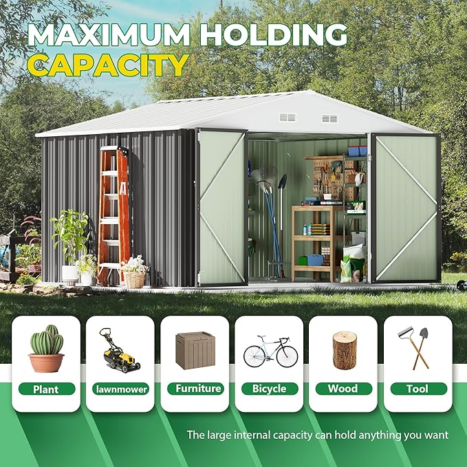 Devoko 10 x 10 FT Outdoor Storage Shed, Metal Garden Sheds & Outdoor Storage - Image 5
