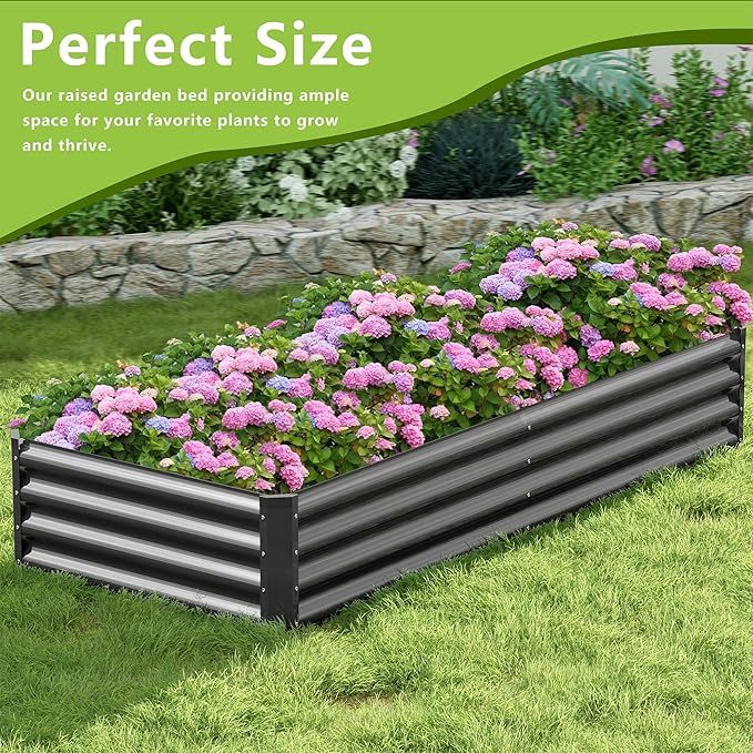 2PCS 8x2x1FT Galvanized Raised Garden Bed, Galvanized Planter Raised Garden - Image 5