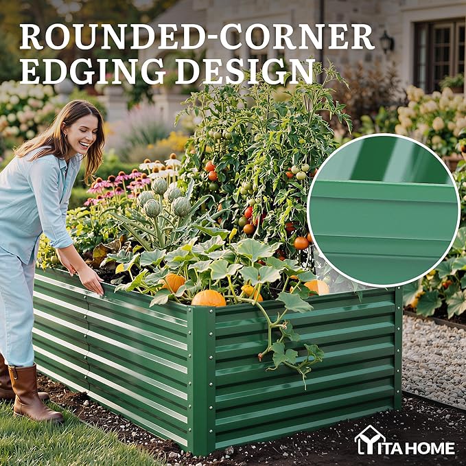 YITAHOME 6x3x2ft Large Raised Garden Bed Kit, Galvanized Metal Planter Box - Image 6