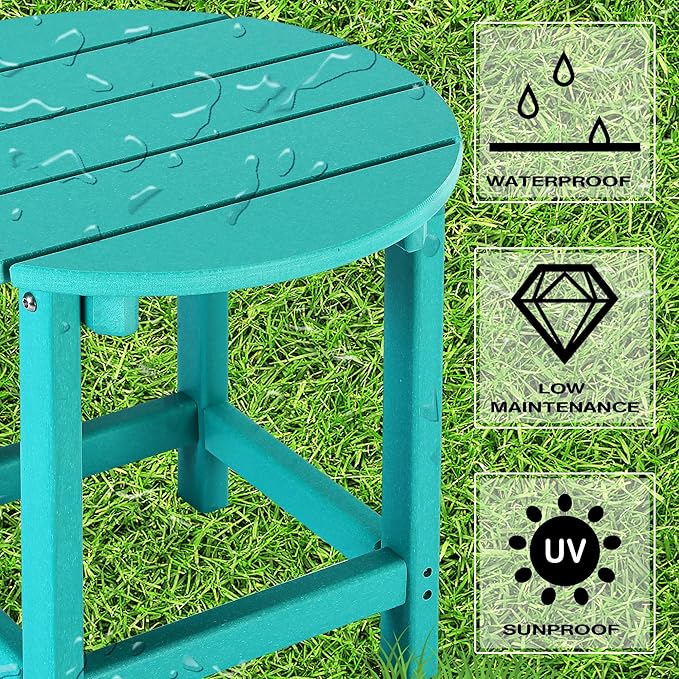 LZRS Round Adirondack Patio Side Table End Table, Outdoor Side Tables - Image 4