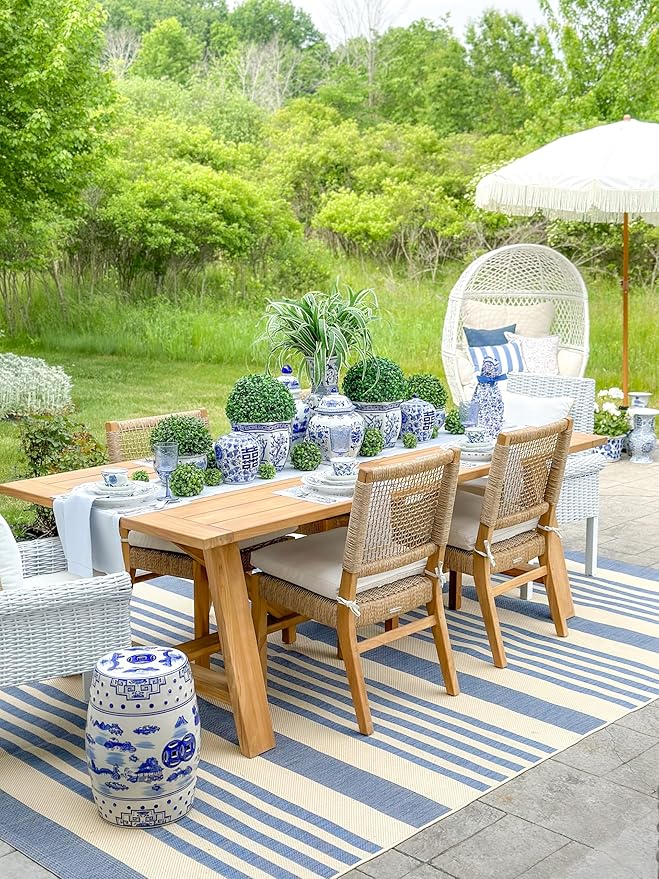 Safavieh Castle Gardens Collection Glazed Ceramic Blue Gateless Mist - Image 2