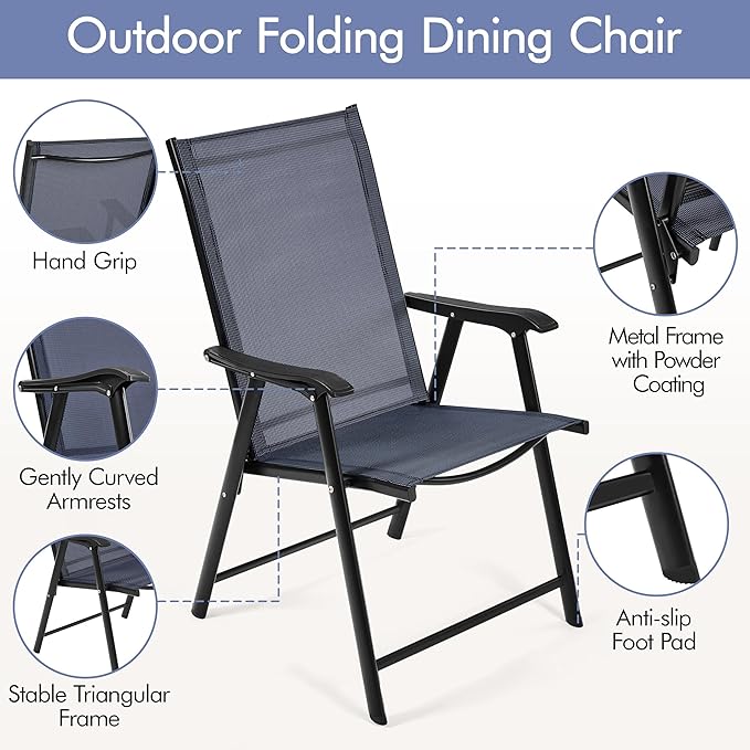 Yaheetech Outdoor Patio Chairs Set of 4, Portable Dining Chairs - Image 5