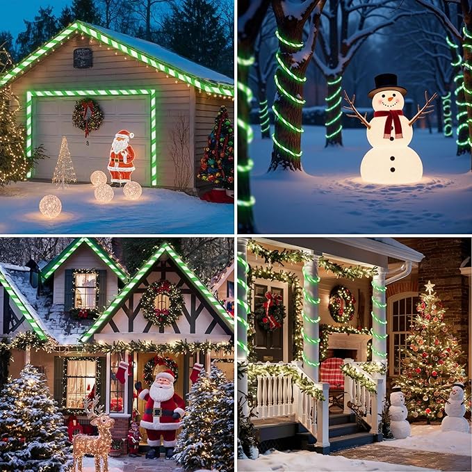 Jnaurb Christmas Candy Cane Lights, 33ft 240 LED Connectable Flexible White & - Image 7