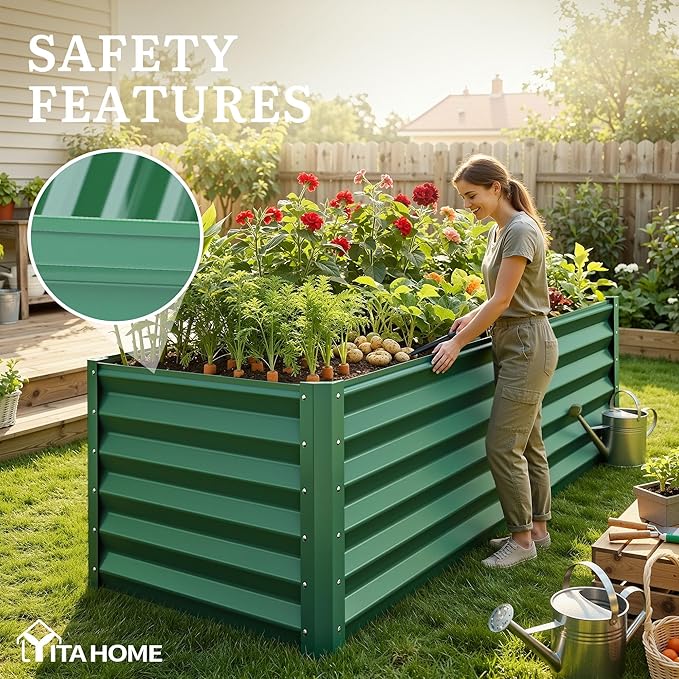 YITAHOME 6x3x3ft Large Raised Garden Bed Kit, Galvanized Metal Planter Box - Image 6
