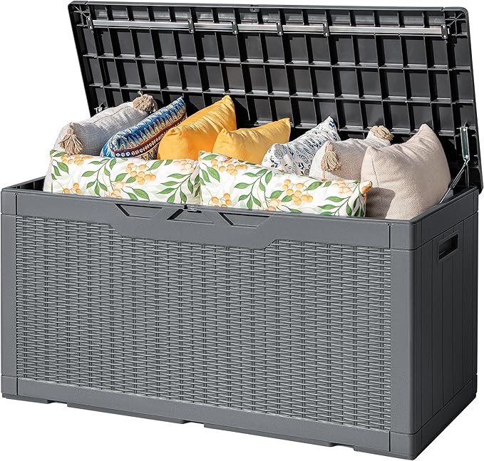 Flamaker Outdoor Storage Box 100 Gallon Waterproof Resin Deck Box Delivery Box by Flamaker