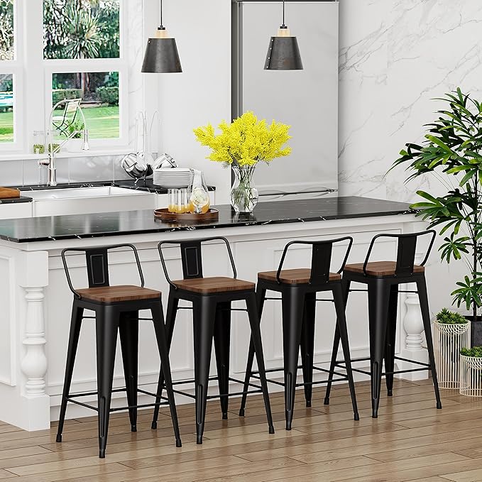 Yongchuang 26" Metal Bar Stools Set of 4 Counter Height Barstools - Image 4