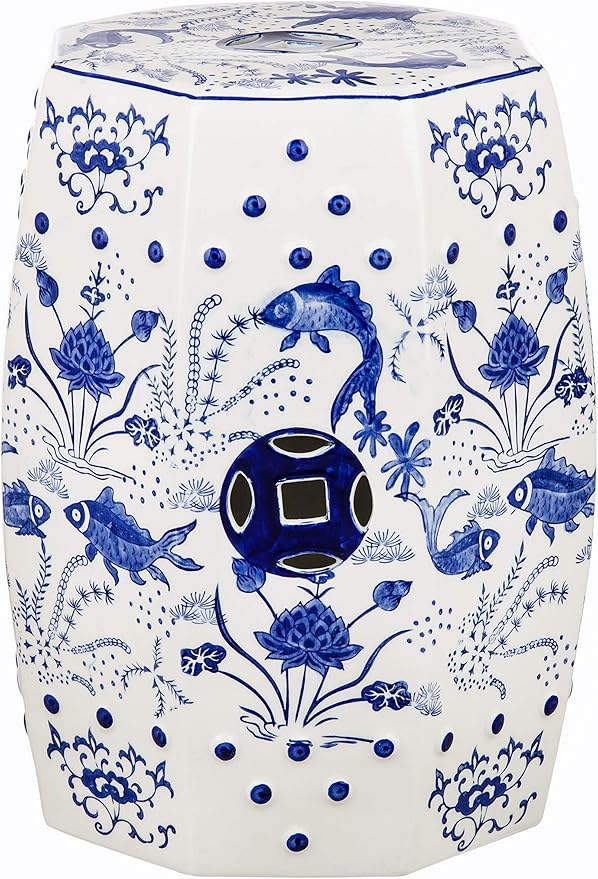 Safavieh Castle Gardens Collection Glazed Ceramic Blue Cloud 9 Chinoiserie by SAFAVIEH