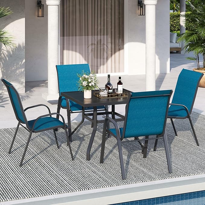 Patio Dining Chairs Set of 4, Stackable Dining Chairs High Back, Breathable - Image 2