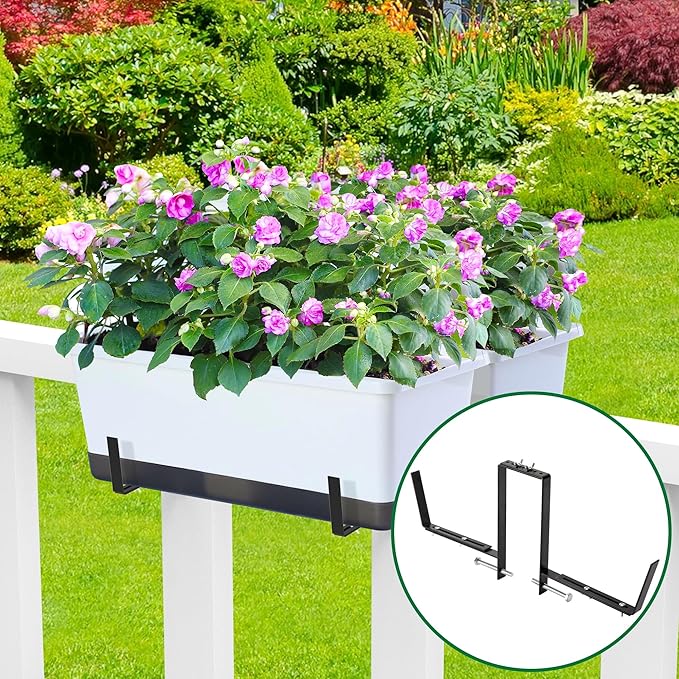 Adnee Set of 4 Double Sided Planter Box Brackets-Adjustable Window Boxes Flower - Image 6