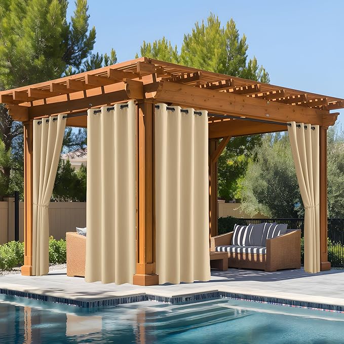 NICETOWN Fade Resistant Outdoor Curtains 2 Panels, Lightfastness Grade 4 by NICETOWN
