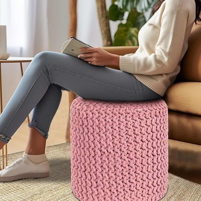 COTTON CRAFT Braided Round Pouf - Image 6