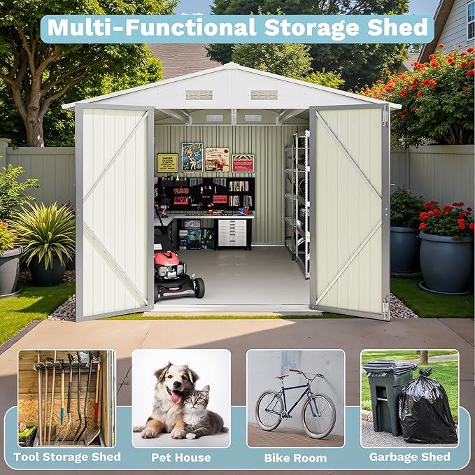 Greesum 8×10FT Outdoor Storage Shed, Metal Patio Storaged Sheds - Image 7