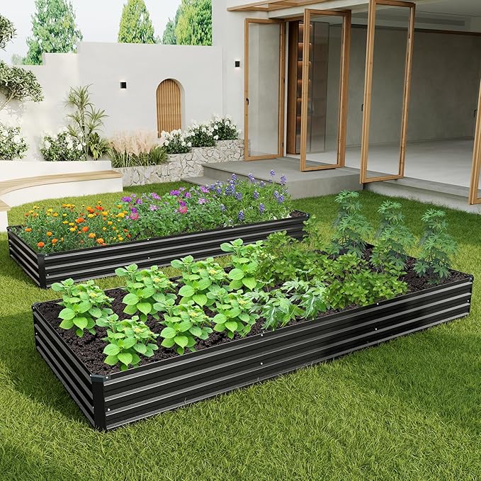 12×4×1FT Galvanized Raised Garden Bed Kit, Metal Planter Boxes, Large Outdoor - Image 4