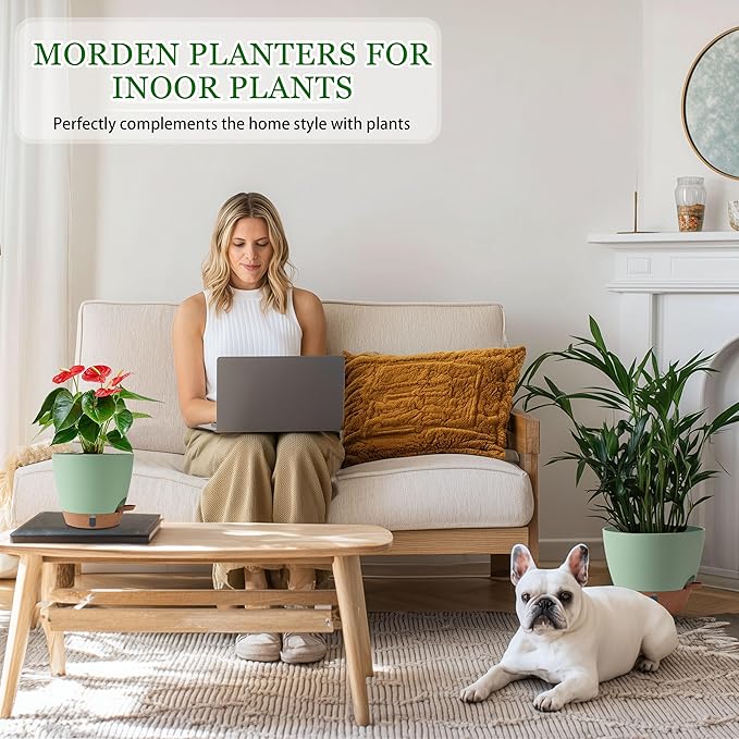 Self Watering Pots for Inoor Ourdoor Plants 10/9/8/7/6.5 Inch Plastic Planters - Image 2