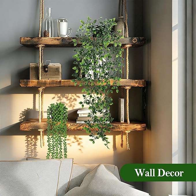 Der Rose 8Pcs Fake Plants Hanging Artificial Ivy Vine Faux Eucalyptus Hanging - Image 4