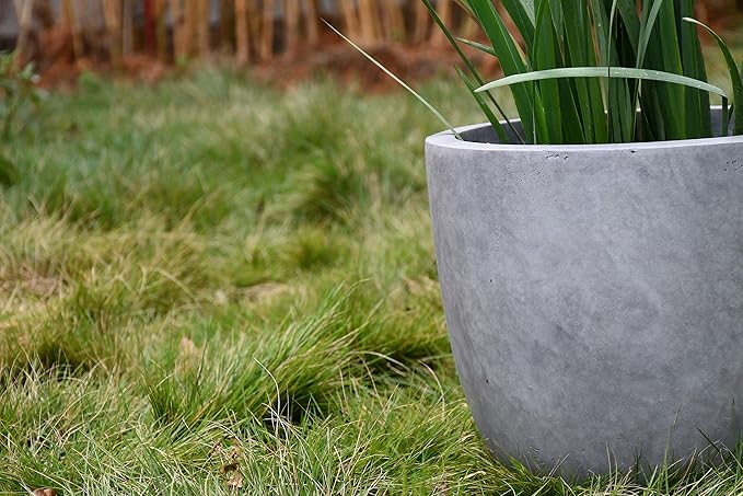 Kante 14 Inch Dia Round Concrete Planter, Indoor Outdoor Large Plant Pot - Image 18