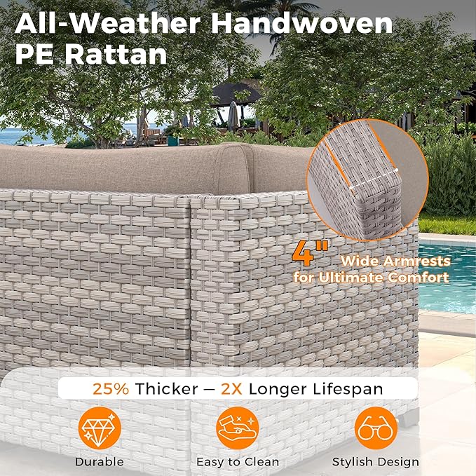 12-Seat Modular Patio Furniture Set – Outdoor Wicker Sectional Sofa - Image 4