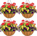 12 inch Metal Hanging Baskets For Plants Outdoor 4 Pack Round Metal Wire by JFFLYIT