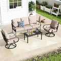 MFSTUDIO 5 Seats Large Metal Patio Conversation Sets, 4 Pieces Outdoor by MFSTUDIO