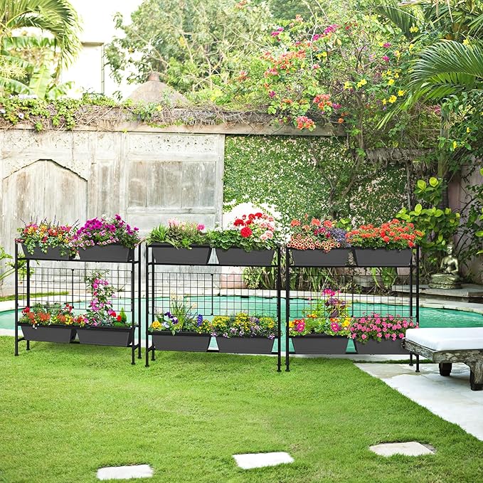 OYEAL Raised Garden Bed with Legs & Trellis, Vegetables - Image 6