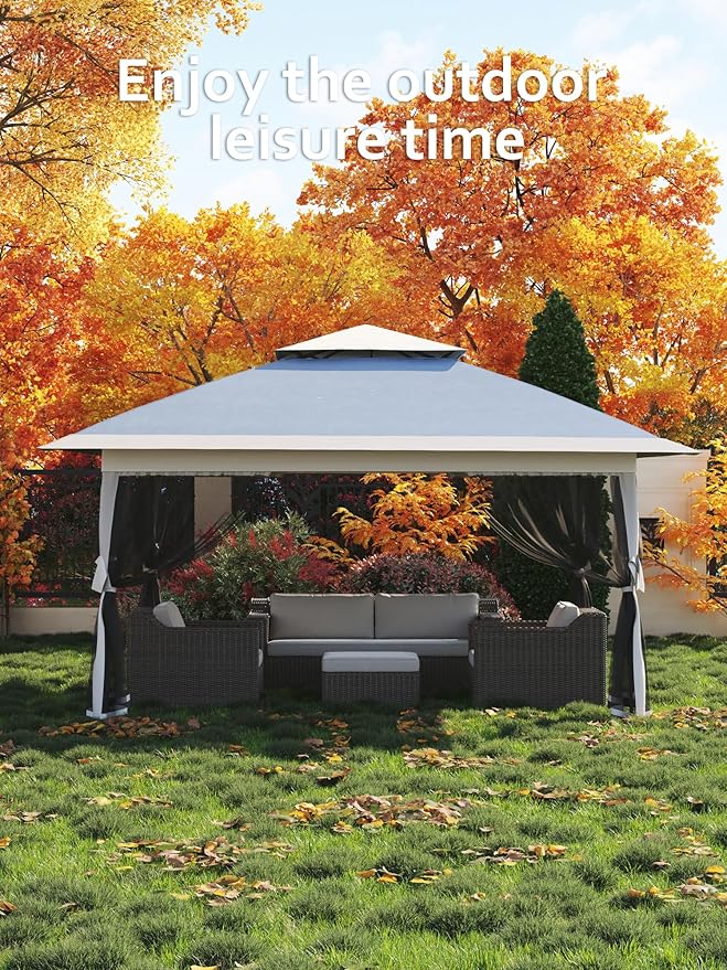 13 X 13FT Pop Up Gazebo, Canopy Tent, Gazebos on Clearance, Patio Folding Canopy - Image 7
