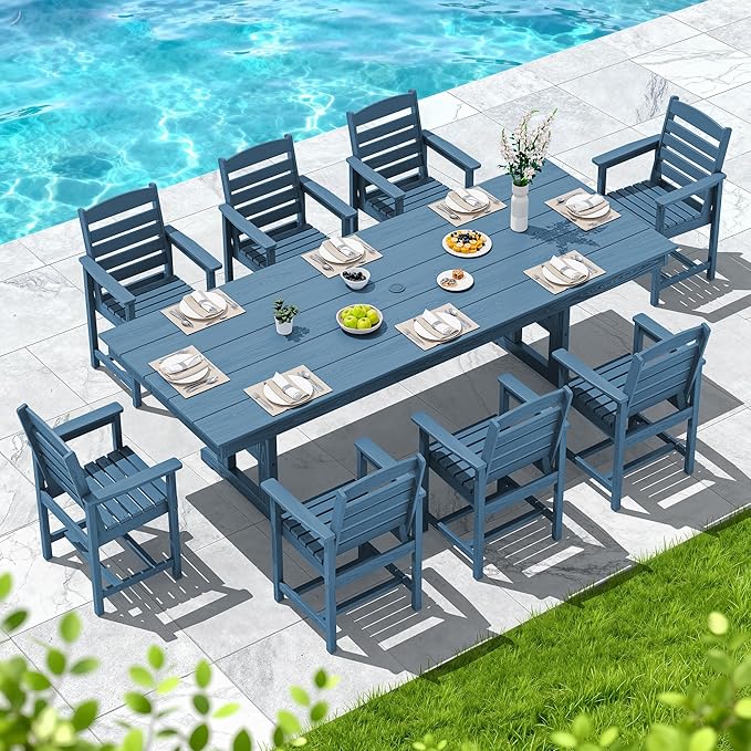 SERWALL Outdoor Dining Chairs Set of 4, All-Weather HDPE Patio Chair - Image 3