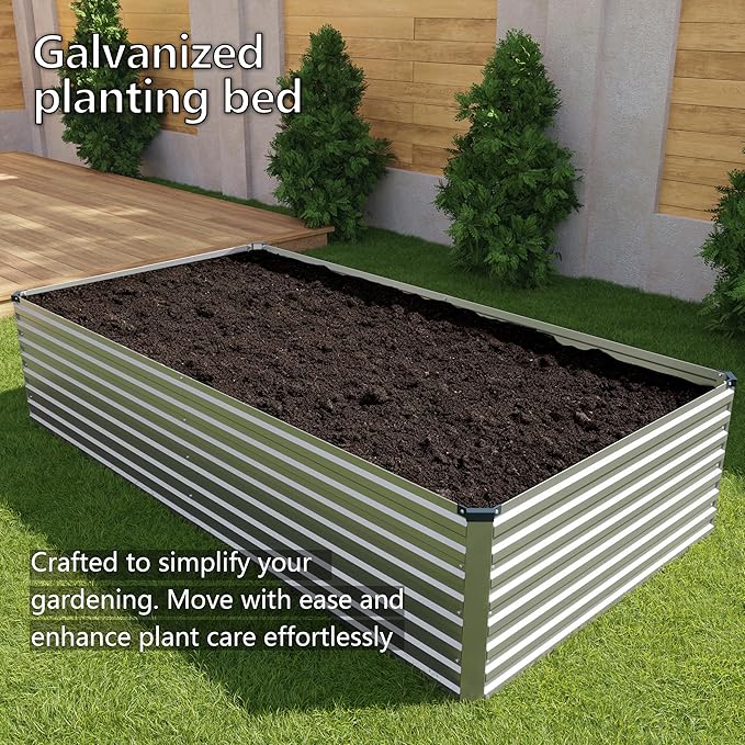 6x3x2FT Galvanized Raised Garden Bed Kit, Vegetable Plant Boxes-Rectangle Metal - Image 8