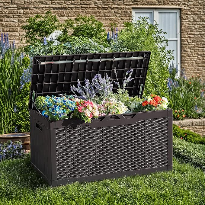 Devoko 97 Gallon Deck Box, Waterproof Resin Outdoor Storage Box - Image 2