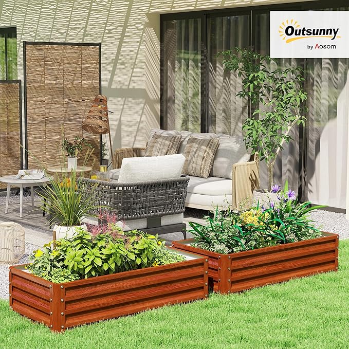 Outsunny Galvanized Raised Garden Bed, - Image 2