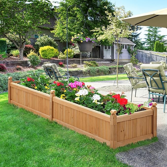 Yaheetech 90.5″ L×23.5″ W×16″ H Wooden Raised Garden Bed, Horticulture Wood - Image 2