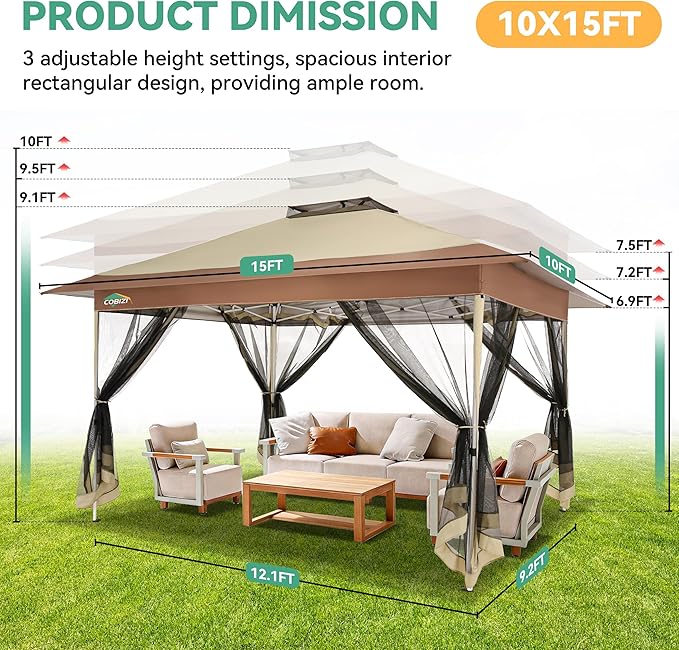 COBIZI 10x15 FT Pop up Gazebo on Clearance - Image 2